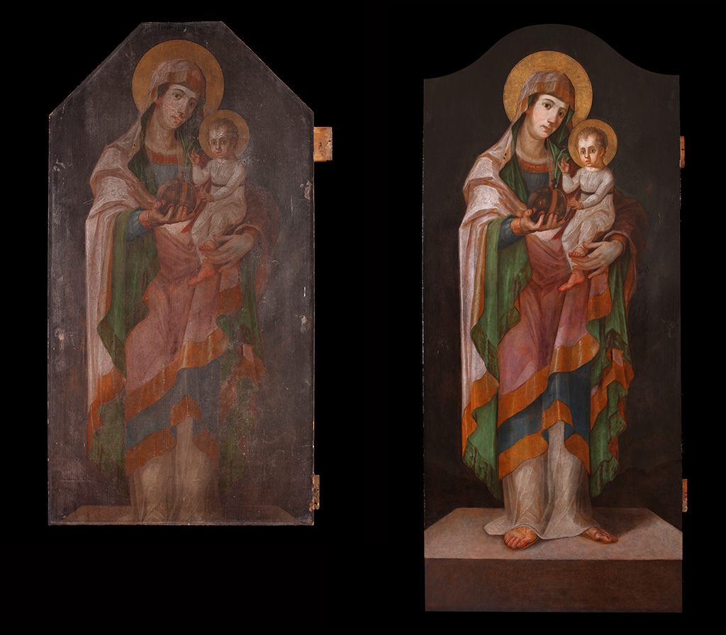 Hittner Mátyás(?): Istenszülő a gyermek Jézussal ikon a nyírpazonyi görögkatolikus templomból, 1822 k.