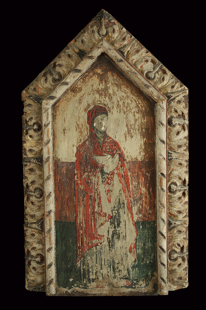 Szerb ikonfestő: Istenszülő a szomorkodók csoportjából, az egykori esztergomi rác templom ikonosztázáról, 18. sz.